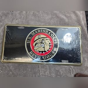 Source Unknown US Marine Corps Devil Dogs License Plate - Black and Gold